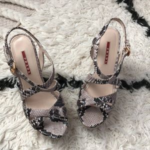 Prada Snakeskin Platform Sandals - Size 38